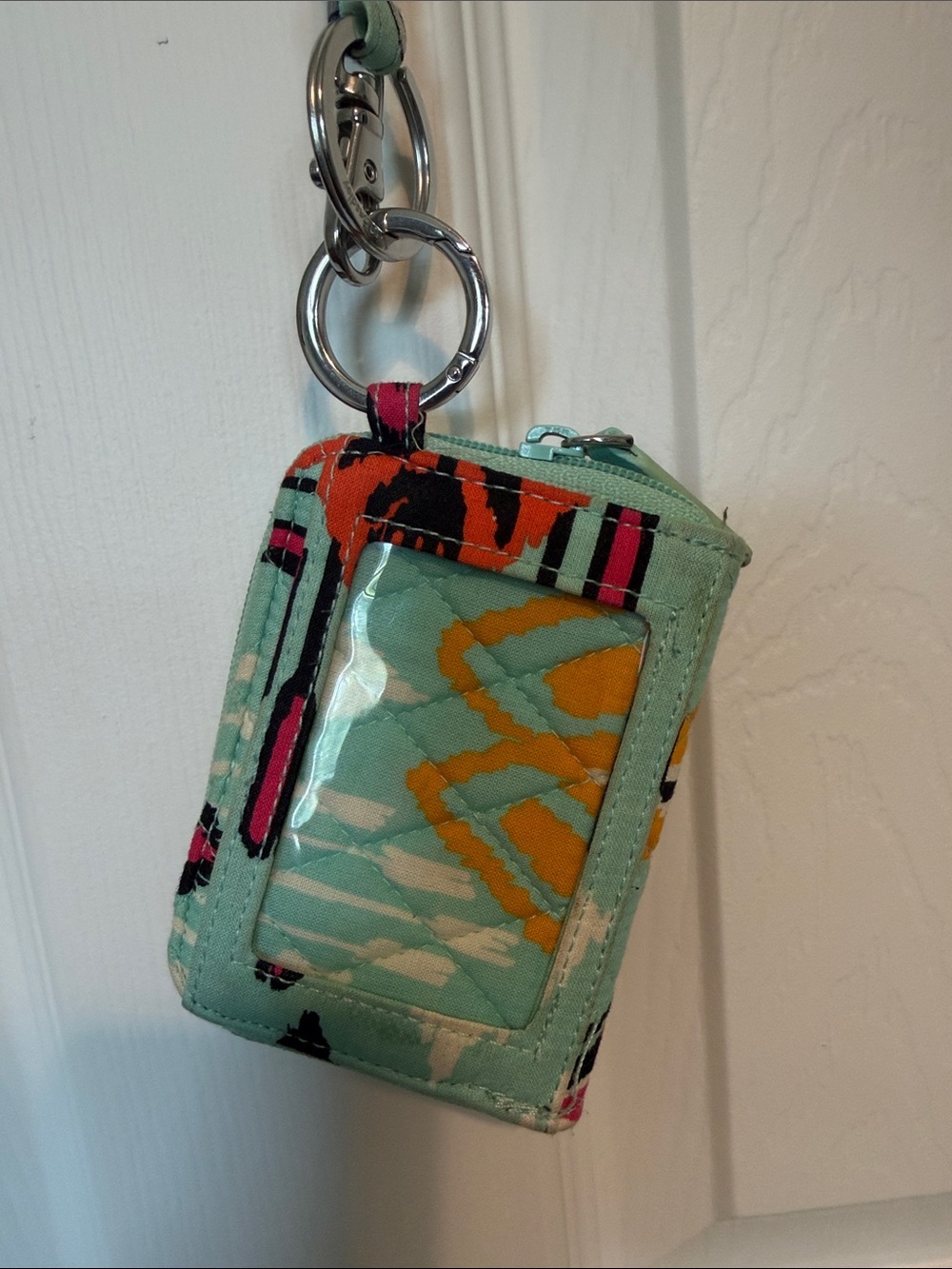 Vera Bradley Mint Multicolor Card Holder Keychain